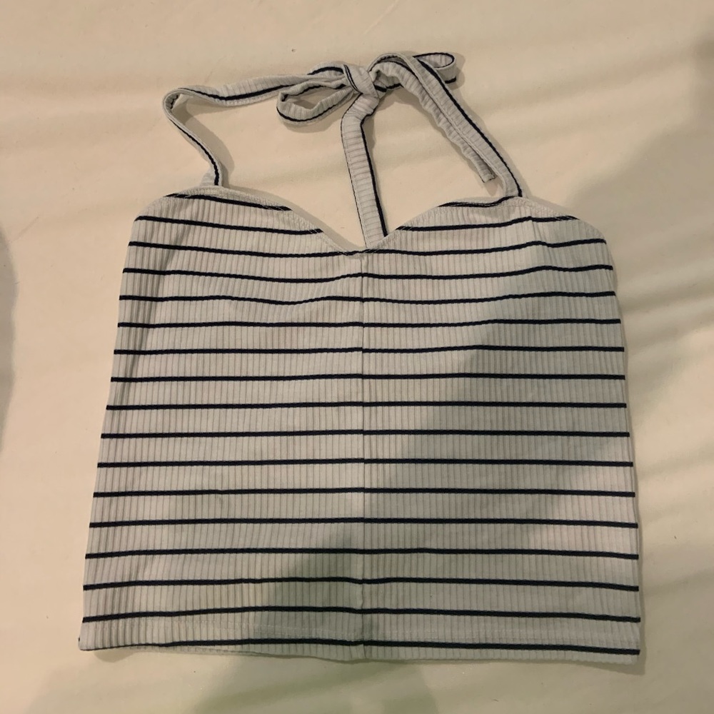 Striped cropped halter top NEVER WORN